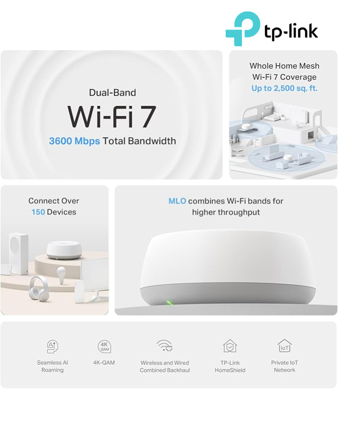 TP-Link Dual-Band BE3600 WiFi 7 Mesh Router